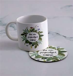 Personalised Own Message Mug And Coaster Set