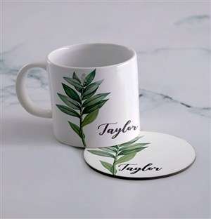 Personalised Floral Mug And Coaster Set