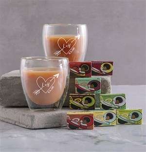 Personalised Hearts Double Wall Mug Set