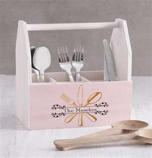 Personalised Pink and Gold Utensil Holder