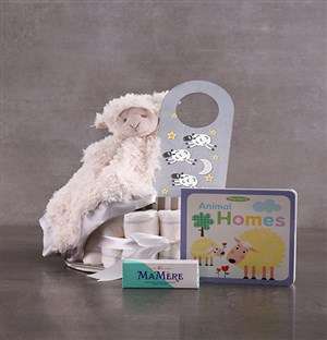 Personalised Lamb Baby and Mommy Nappy Cake Grey