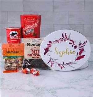 Personalised Feather Wreath Gourmet Tin