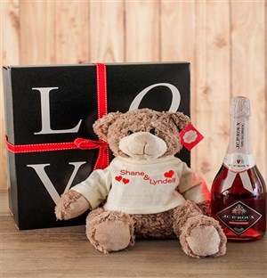 Large Personalised Teddy with Non Alcholic Bubbly