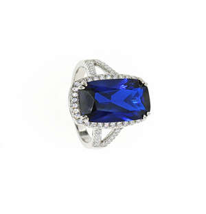Sterling Silver CZ Sapphire Ring