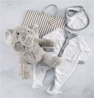 New Baby Clothes and Elephant Gift Bag