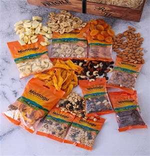 Wooden Crate of Dried Fruits and Nuts