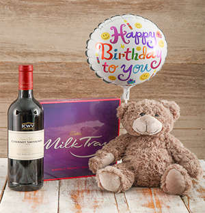 Birthday Teddy and Wine Gift