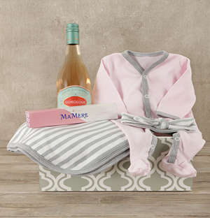 Pink and Grey Mom and Baby Gift Crate