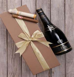 Gold Box of KWV 10 and Cuban Cigar