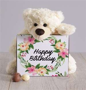 Feminine Floral Birthday Teddy Hampers