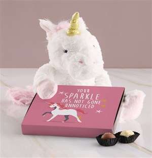 Unicorn Teddy With Chocolate Tray