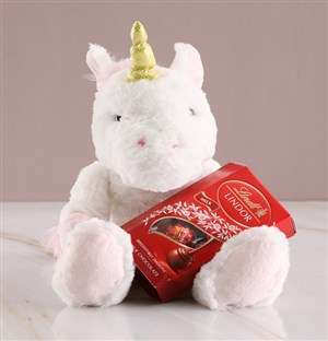 Unicorn Teddy With Lindt Chocolate