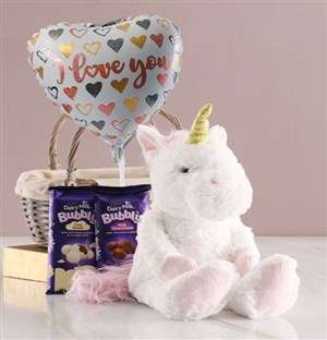 Unicorn Chocolate Basket With Balloon