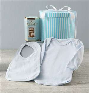 Blue Striped Baby Clothing Hat Box Hamper