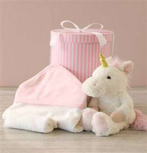 Unicorn And Baby Bath Time Hat Box Hamper