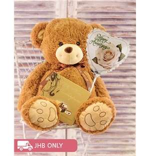 Large Teddy with Sally Williams and Balloon