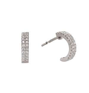 Silver and Cubic Zirconia huggie earrings