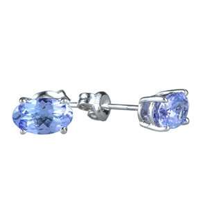 Sterling Silver Tanzanite Oval Earrings 1.50ct