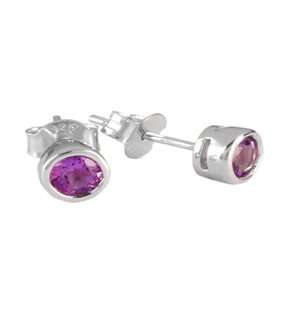 Sterling Silver Amethyst Stud Earrings