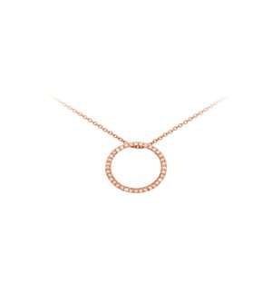 9KT Rose Gold Diamond Small Circle Necklace