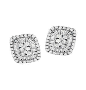 9KT White Gold Diamond Stud Earrings 0.19ct