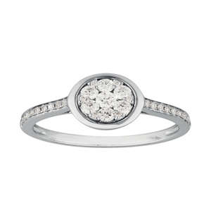 Solitaire Illusion Pave Set Diamond Ring