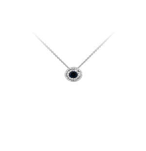 9KT Round Diamond and Sapphire Necklace