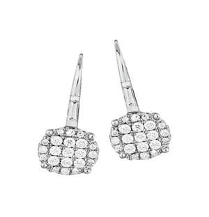 9KT White Gold Round Disk Diamond Earrings