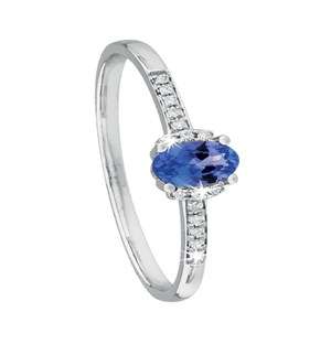 9KT 0.23ct Oval Tanzanite and Diamond Ring