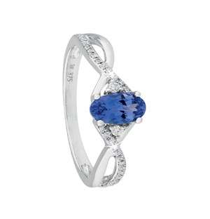 9KT 0.43ct Oval Tanzanite Cross Swirl Design Ring