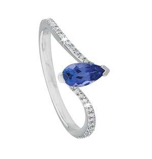 9KT White Gold 0.39ct Pear Swirl Shank Ring