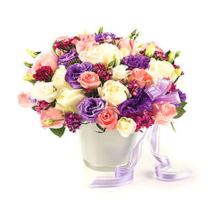 Flower Vase Vibrant Rose Mix