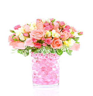 Flower Vase Pastel Roses Mix