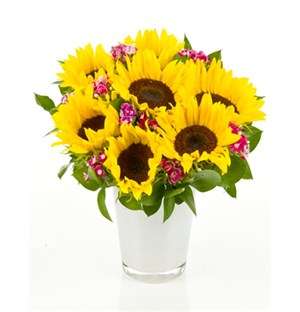Flower Vase Cheerful Sunflowers