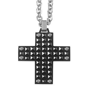 ARZ Steel Textured Cross Pendant
