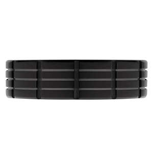ARZ Steel Ridged Black Ring