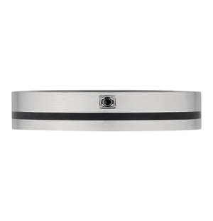 ARZ Steel Black Stripe and Crystal Ring