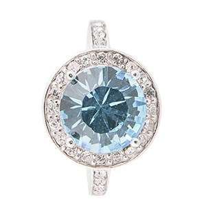 Silver Blue Crystal Ring