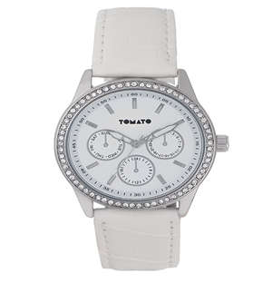 Tomato Ladies White Leather Watch