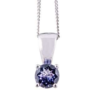 9ct White Gold Round Tanzanite Necklace