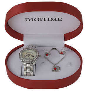 Digitme Silver Watch and Jewellery Box Set