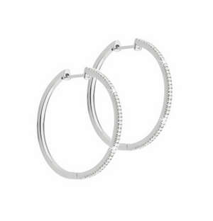 9ct White Gold Diamond Hoop Earrings