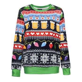 Merry Christmas Sweatshirt  Unisex Funny Round Neck Long Sleeve Sweater Lovers Clothing - Large