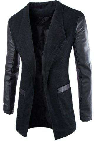 Lapel Long Sleeve Coat - 2XLarge