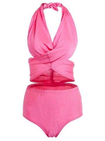 Solid Color High Waisted Bikini Set - Medium