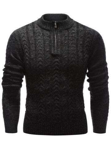 Half Zip Up Cable Knit Sweater