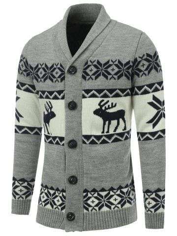 Reindeer Snowflake Christmas Cardigan - Small