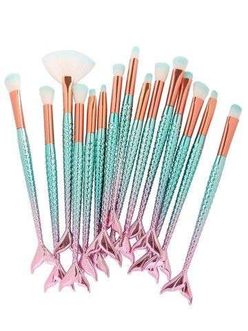 15Pcs Two Tone Mermaid Facial Makeup Brushes