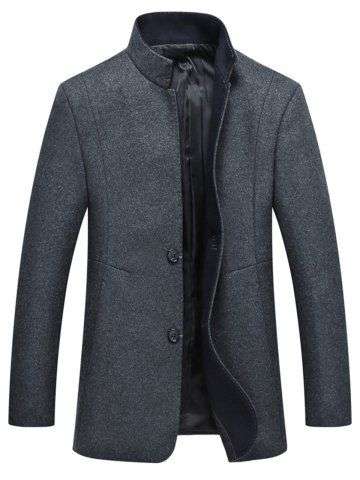 Mandarin Collar Coat with Side Pockets - 3XLarge
