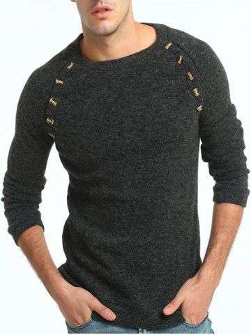 Button Embellished Raglan Sleeve Sweater
